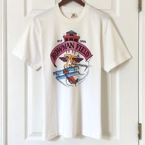 Fruit of the Loom 90's Vintage Bowman Field Short Sleeve Crewneck T-shirt White